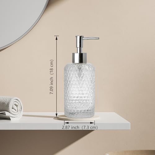 Image of Glass Hand Soap Dispenser Bathroom, Refillable Liquid 12.7oz Soap Dispenser with Rust-Proof Plastic Pump for Kitchen