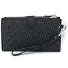 Michael Kors Women's Jet Set Travel Double Zip Wristlet, Black/Silver Hardware, Medium