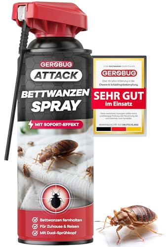 Gerobug Bettwanzen-Spray 500 ml - Bettwanzen schnell & effektiv loswerden für Matratzen Möbel Hotels & auf Reisen - Sofortschutz Mittel als perfekte Ergänzung zur Bettwanzenfalle