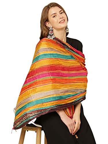 Women's Tradition Leheriya Striped Crushed Dupatta Chunni Scarf4