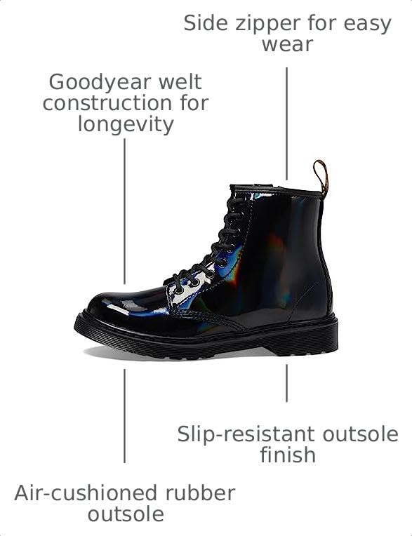 Image of Dr. Martens 1460 J (Little Kid /Big Kid) Black Rainbow 10 UK (US 11 Little Kid) M