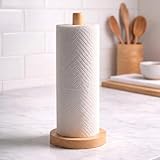 Wooden Paper Towel Holder for Countertop, Solid Beech Wood Stand with Non-Slip Base, Fits Standard Kitchen Rolls, Easy Assembly, Farmhouse Paper Towel Dispenser