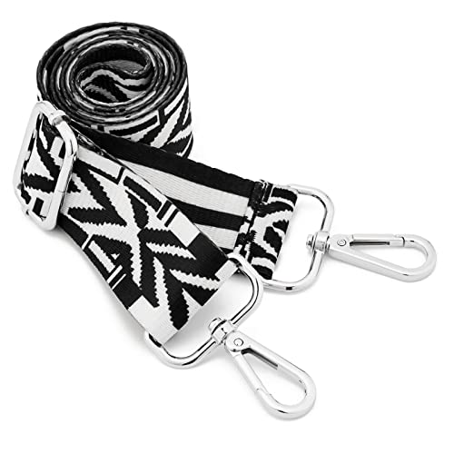 Image of Silvery Buckles Wide Shoulder Strap Adjustable Replacement Belt Crossbody Canvas Bag Handbag