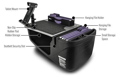 Image of AutoExec AE-FMEF-TAB-GT Efficiency FileMaster Car Desk for Your Vehicle Workstation and Mobile Office, with Tablet Mount | Vehicle Workstation, Mobile Office, Tablet Mount