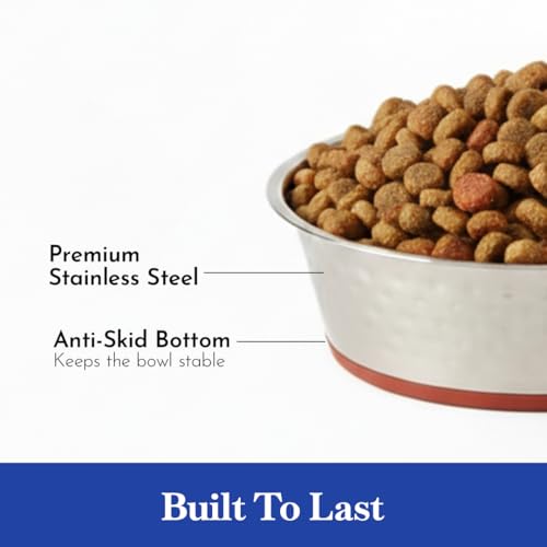 Image of Pets Empire Textured Stainless Steel Pet Bowl 850 ml Red | Heavy-Duty Anti-Skid Feeding Bowl for Medium Dogs & Cats | Durable, Rust-Resistant Food & Water Dish