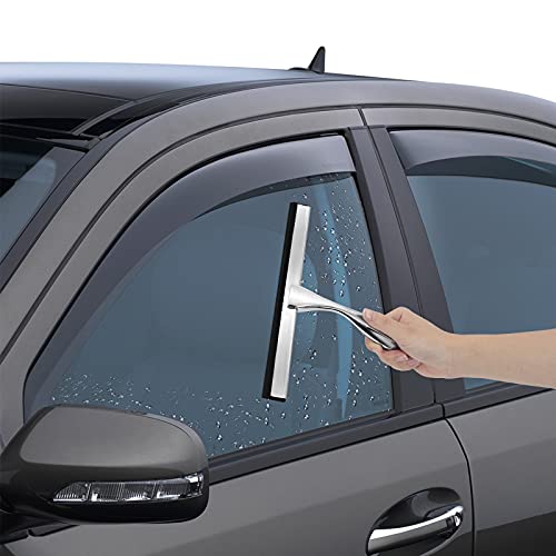 Abealv Shower Squeegee Stainless Steel Window Squeegees Non-Slip Bathroom Scraper Glass Shower Door Squeegee All-Purpose Car Wiper For Windows Kitchen And Mirror With 2 Matching Hooks Holder (10 Inch) #TOP6