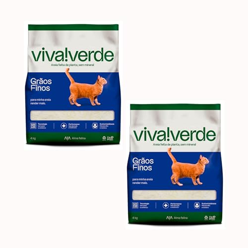 Kit 2 Areia Higiênica Biodegradável Limpeza Plena Viva Verde 4 kg