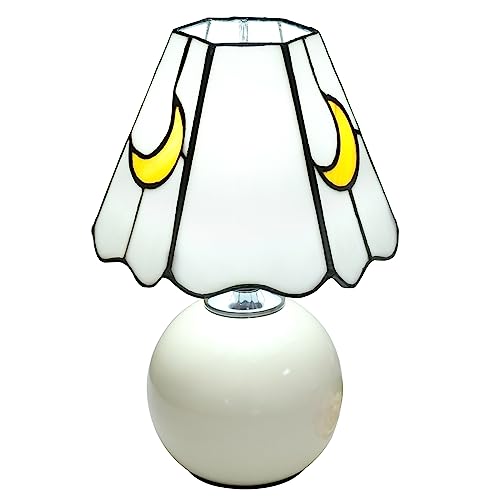 Image of KIPHEPI Mushroom Lamp - Small Glass Moon Bedside Table Lamp for Bedroom, Living Room, Cafe - Nightstand Lamp with Bulb Included - Home Decor for Girls Women Birthday Christmas Thanksgiving, White