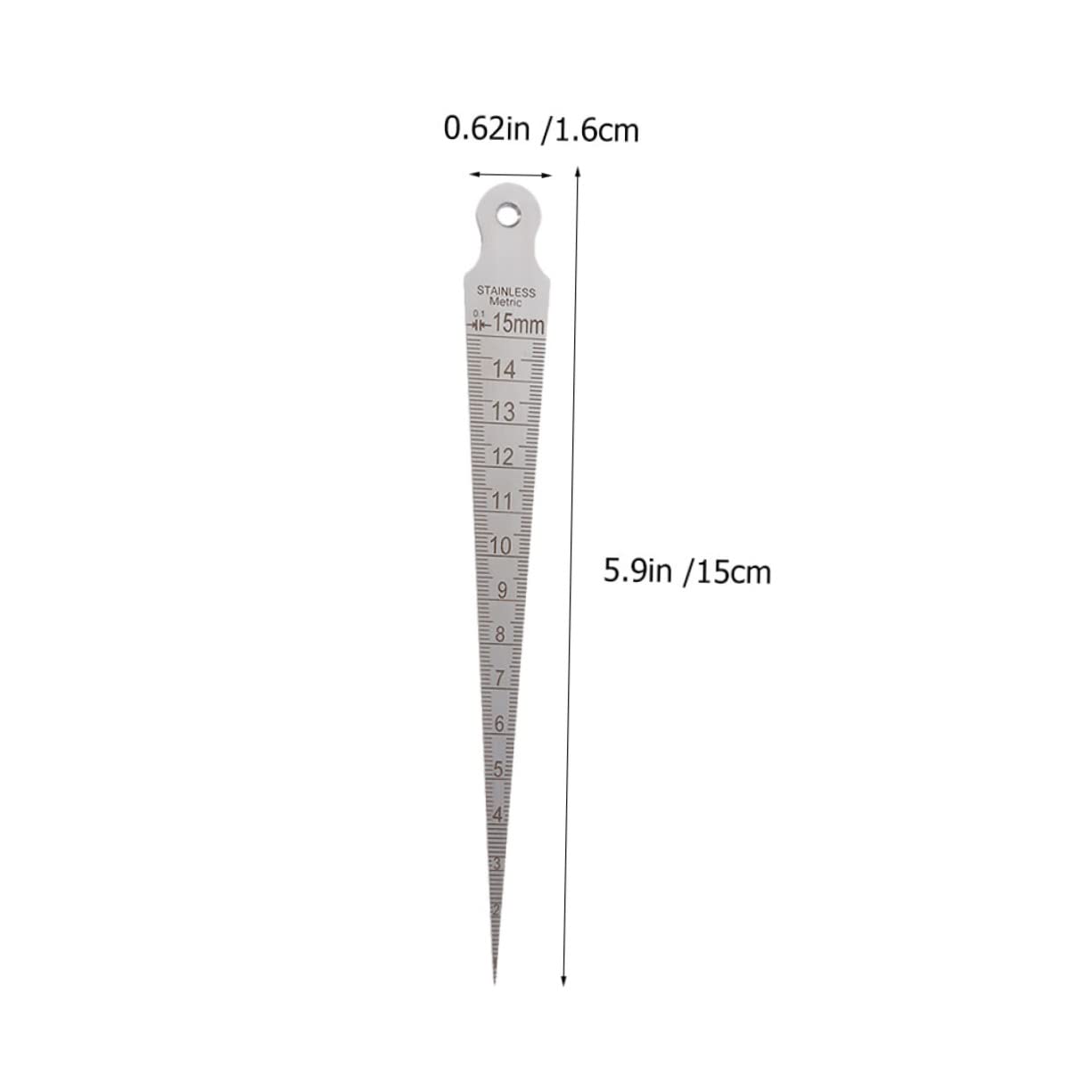 NAMOARLY 1pc Gap Gauge Aperture Ruler Taper Ruler Hole Size Gauge Gap Gauge Woodworking Welder Measuring Tools Welding Measuring Gauge Taper Gage Diameter Gauge Silver Stainless Steel
