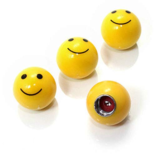 INCART Smiley Face Shaped Tire Valve Stem Caps, Universal (4pcs) Car Tire Valve Stem Air Caps Cover for Car Wheels