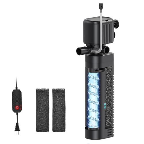 SYSENCIAGA Aquarium Filter with UV 450GPH for 40-150 Gallon Tanks Submersible with Timer for Crystal Clear Water in Aquarium Pond Turtle Tank25W