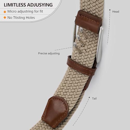 GLITZALL Elastic Mens Stretch Belt,Men Gift Woven Braided Web Belts for Golf Pants Shirts Jeans,Size Up to 57"4