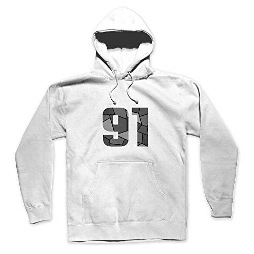 Hoodie sweatshirt 91 Number blanc unisexe avec capuche et poche