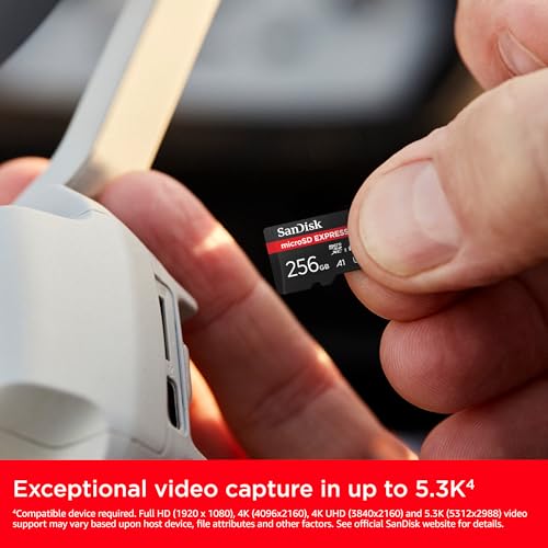 Image of SanDisk 256GB microSD Express Card - Works with Nintendo-Switch 2, Up to 880MB /s Read, Up to 650MB /s Write, 210MB /s Sustained Write, U3, C10 - SDSQXFN-256G-GN4NN