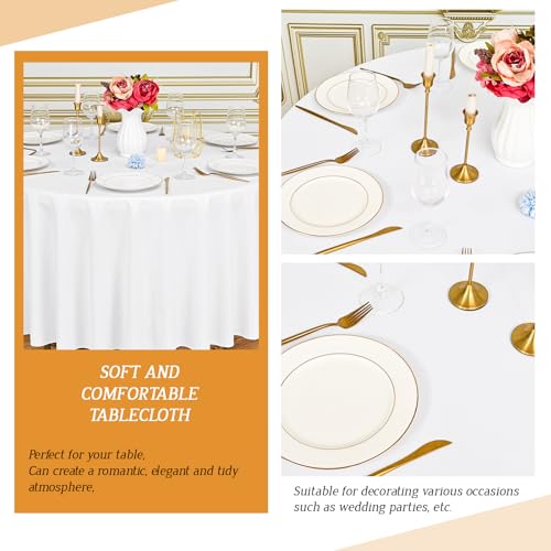 10 Pack White Round Tablecloths,90 Inch Round Table Cloth Washable and Reusable Stain and Wrinkle Resistant Polyester Fabric for Wedding Party Banquet Camping Restaurant Decoration - Image 6