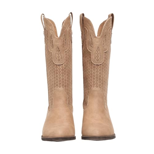 Mid Calf Cowboy Boots for Women Chunky Block Heel Women’s Pointed Toe Casual Comfortable Boot Low Heel Trendy Stylish Boot2