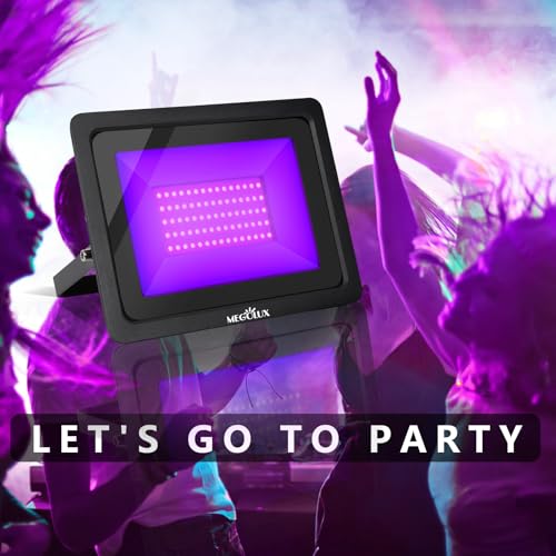 Image of 365nm 100W LED Black Light with Plug and Switch, 4.9ft Power Cord, IP66 Waterproof Blacklight is Used for Indoor or Outdoor Glow Party, Stage Lighting,Body Paint, Fluorescent Poster