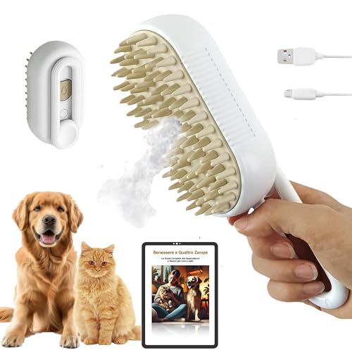 SPAZZOLA A VAPORE PER CANI E GATTI - Casa pulita ed Animali domestici più felici con la spazzola x cani con vapore ideale anche per gatti a pelo corto e pelo lungo - EBOOK IN OMAGGIO