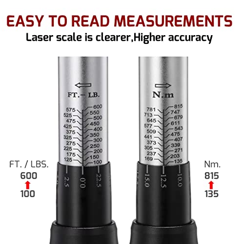 Image of 3 /4-Inch Drive Click Torque Wrench (100-600ft.lb / 135-815Nm) Dual-Direction Adjustable Torque Wrench Set