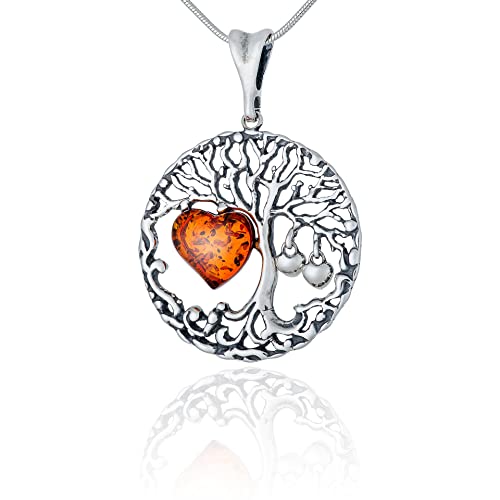 Collier Arbre de Vie en Argent Sterling et Ambre Baltique Véritable