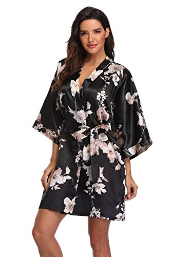Image of Women's Pure Short Silky Robes Bridesmaid Bride Party Satin Robes Sleepwear