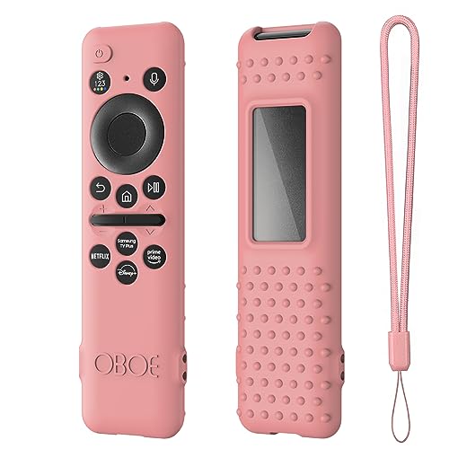 Image of Oboe Silicone Tv Remote Cover Compatible with Samsung Smart Tv Remote 2023 Model TM-2360 E Remote Protective Open Key Case with Lanyard (E-Pink) [Remote NOT Included]