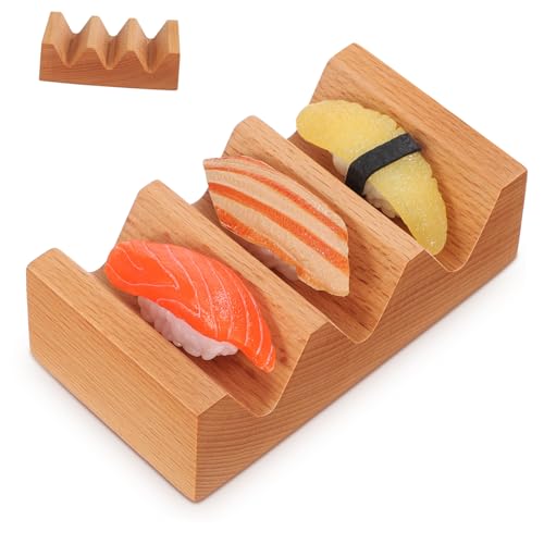 BESTOYARD Soporte De Sushi De Madera para Restaurante y Cocina Rack Sostenedor Multifuncional para Sushi De Madera Compartimentos y Diseño para Mesa De Comedor o Barra De Cocina