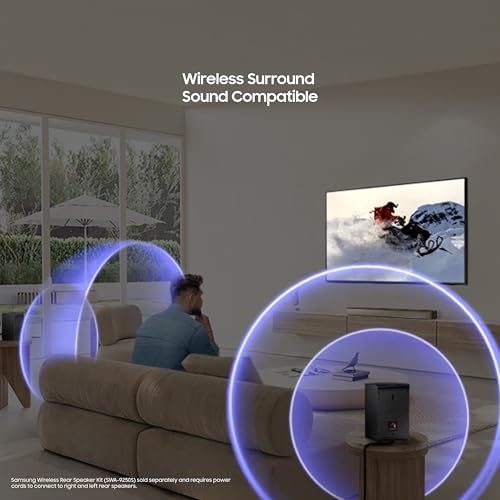 Image of Samsung 370 W 3.1 ch Soundbar with Dolby Audio | DTS Virtual:X | Q-Symphony | Center Speaker | 3D Surround Sound | HDMI ARC | Optical in | Bluetooth | USB | Wireless Subwoofer (HW-B650F /XL, Black)