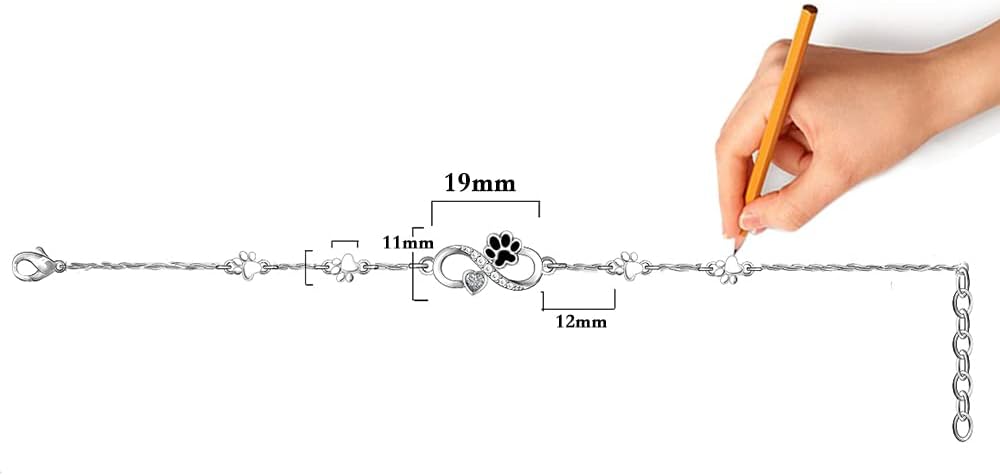 Fenthring Cat Dog Paw Print Bracelet Sterling Silver Infinity Heart Puppy Paw Memorial Mothers Day Bracelets for Women Jewelry Gifts - Image 3