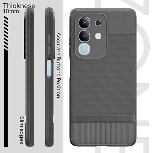Image of Pikkme Back Cover for Vivo T4x 5G / iQoo Z10x 5G / Vivo Y31 Pro 5G Camera Protection 3D Hexa Cube Design Silicone Protective Bumper Case (Grey)