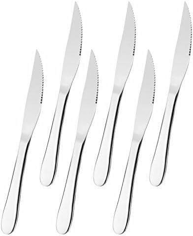 FOXAS Set of 6 Steak Knives Table Knives, Stainless Steel Dinner Knives Table Forks, Heavy-Duty Table Cutlery Set, Bon Appétit Series (Steak Knives Set of 6)
