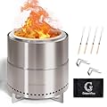 GREENVINES Smokeless-Fire-Pit | 15-Inch | 304 Stainless-Steel-Firepit | Portable Outdoor Pits with Stand for Camping | Bag & Sticks & Holders | Solo Wood Burning Bonfire | Low Smoke Stove