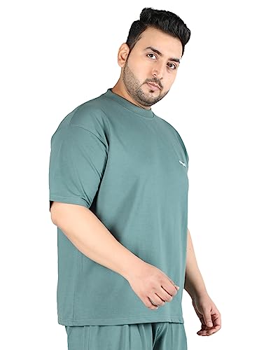 Image of CHKOKKO Men's Plus Size Terry Cotton Loose Fit Half Sleeves T-Shirt