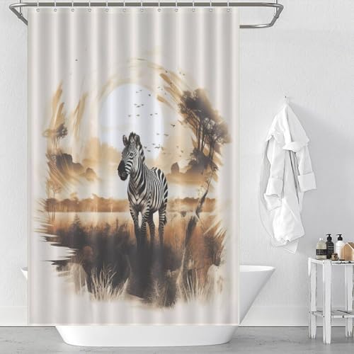 Rideau de douche zèbre 122x183 cm en polyester imperméable - 2