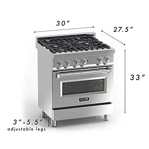 ZLINE 30" 4.0 cu. ft. Dual Fuel Range with Gas Stove and Electric Oven