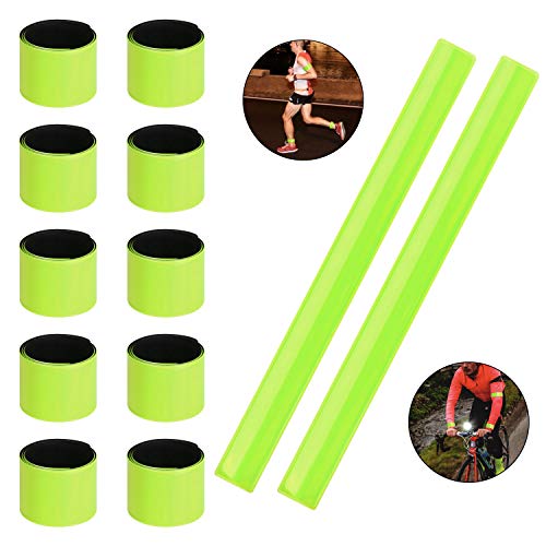 URAQT Reflektorbänder, 12PCS Schnapparmbänder Klatscharmband Sicherheitsband Reflektierend, Reflexband für Kinder, Erwachsene, Jungen und Mädchen im Set zum Fahrrad Fahren, Laufen oder Joggen
