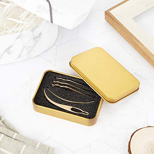 Image of WILLBOND 5 Pcs Dreadlock Interlocking Tool for Locs with Metal Box Retighten Tool for Dreadlocks Interlocks Crochet Braiding Hair Tightening Maintaining Extensions Accessory(Gold)