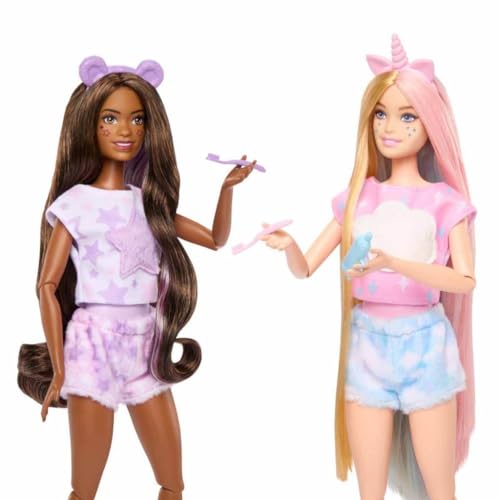 Barbie Coffret Poupée Cutie Reveal Soirée Pyjama Série T Shirt Confort Comprend 2 Poupées Articulées Et 2 Animaux De Compagnie Plus De 35 Surprises Incluses Jouet pour Enfant de et Plus HRY15 - vue 6