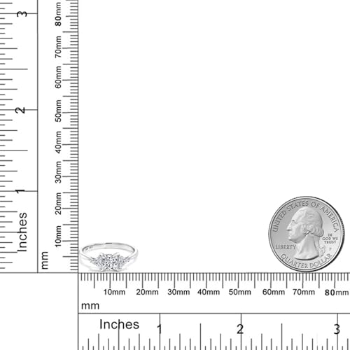 Gem Stone King 10K White Gold Lab Grown Diamond 3 Stone Engagement Ring For Women | 1.00 Cttw | Princess 5MM and Trillion 3.5MM | 3 Stone Wedding Anniversary Gold Ring4