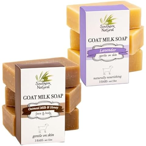 Goat Milk Soap Bar Set – Oatmeal Milk & Honey (3 Bars) and Lavender (3 Bars) for Moisturizing Dry, Sensitive Skin – Face and Body Care for Men & Women Cover