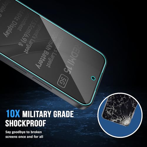 Image of FIRST MART Privacy Tempered Glass for Redmi 15 & Poco M7 Plus, 2 Pack | Anti-Spy 9H Screen Protector, Edge-to-Edge, Case-Friendly, Scratch Resistant, Bubble-Free