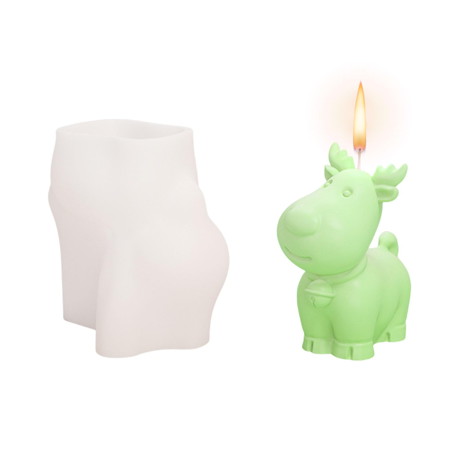 3D Christmas Candle Moulds, Christmas Elk Silicone Candle Making Molds Reindeer Epoxy Resin Casting Mould Soap Aromatherapy Fondant Molds for DIY Crafts Xmas Home Decoration (Elk)