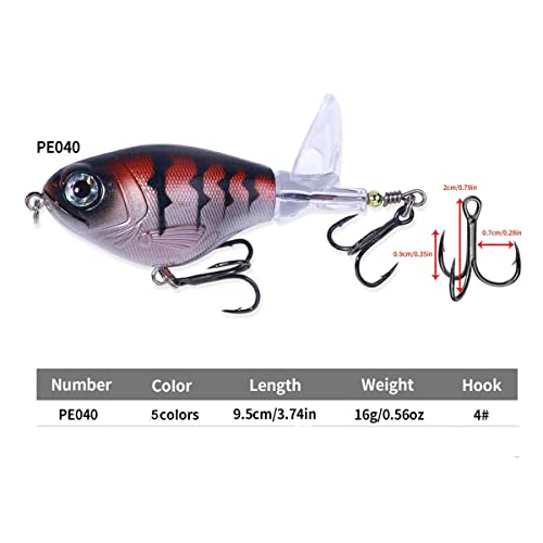 Hengjia 5Pcs Topwater Fishing Lures For Bass Kit, Whopper Plopper Floating Rotating Tail Artificial Hard Bait Trout Spinnerbaits #TOP1