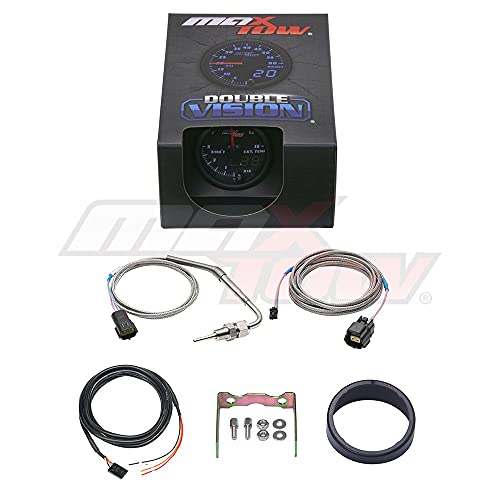 Maxtow Double Vision 1500 F Pyrometer Exhaust Gas Temperature Egt Gauge Kit - Includes Type K Probe - Black Gauge Face - Blue Led Dial - Analog & Digital Readouts - For Diesel Trucks - 2-1/16" 52Mm #TOP5