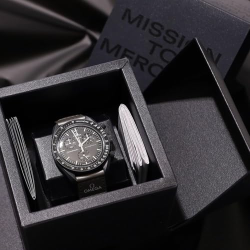 Image of Omega x SWATCH Mercury Watch, Omega Swatch Collaboration, Authentic Product, Box with Shopper, Speedmaster Model, Mission Waterproof, MoonSwatch