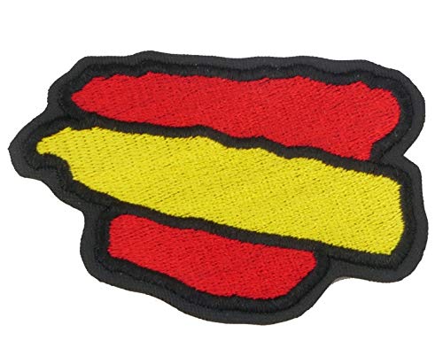 Iguana Custom Clothes Écusson de moto brodé drapeau d'Espagne de 8 cm de large x 5,5 cm de haut avec thermocollant pour mettre sur les gilets et sur les vestes Cover