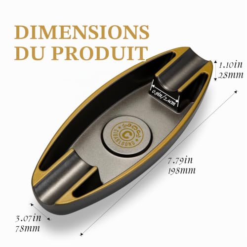 CIGARLOONG Cendrier à cigares en 2 fentes portable de voyage avec pour l'intérieur et l'extérieur (Noir) – vue 5