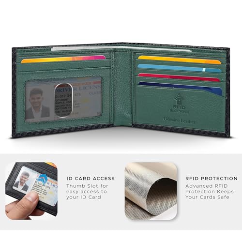 Image of Oak Leathers Slim Leather Wallet for Men - RFID Wallets Credit Card Holder Ultra Thin Gift for Mens, Front Pocket Minimalist Design