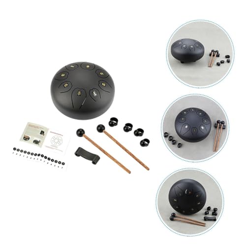 Tambor de percusión metálico negro portátil para principiantes miniatura 5