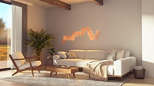 Nanoleaf Elements Hexagon Starter Kit, 13 Wood Look LED Smart Light Panels - Dimmable & Modular Wi-Fi Wall Mood Lights, Works with Alexa Google Assistant Apple Homekit, for House Room Decor or Desk